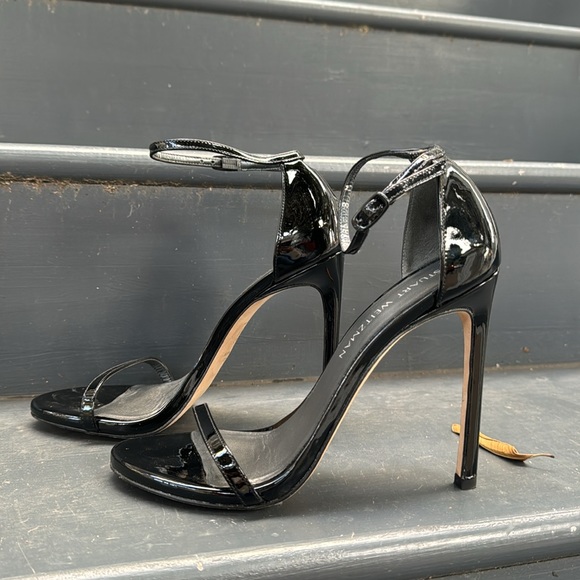 Stuart Weitzman Patent Leather Sky High Stiletto Heels 5 Inches Nudist - 8M - Picture 5 of 16